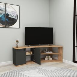 "Destina Home Termera Corner TV Stand Reversible Entertainment Center for 60"" TVs in Light Beige - Size: 1 Pack" - thumbnail 4