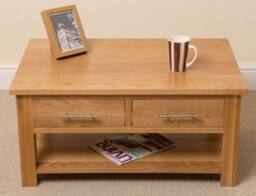 Thats Furniture Oslo Solid Oak Coffee Table with 2 Drawers in Light Oak - thumbnail 2