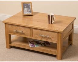 Thats Furniture Oslo Solid Oak Coffee Table with 2 Drawers in Light Oak - thumbnail 3