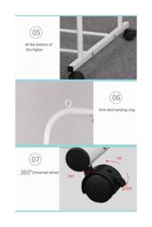 ExtraStar Double-Rod Rolling Clothes Rack, Metal Garment Rack with Wheels in White - thumbnail 5