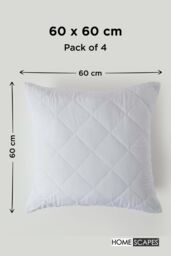 Homescapes Cotton Rich Quilted Pillow Protectors 60 x 60 cm, Pack of 4 in White - Size: 60 x 60 cm - thumbnail 2