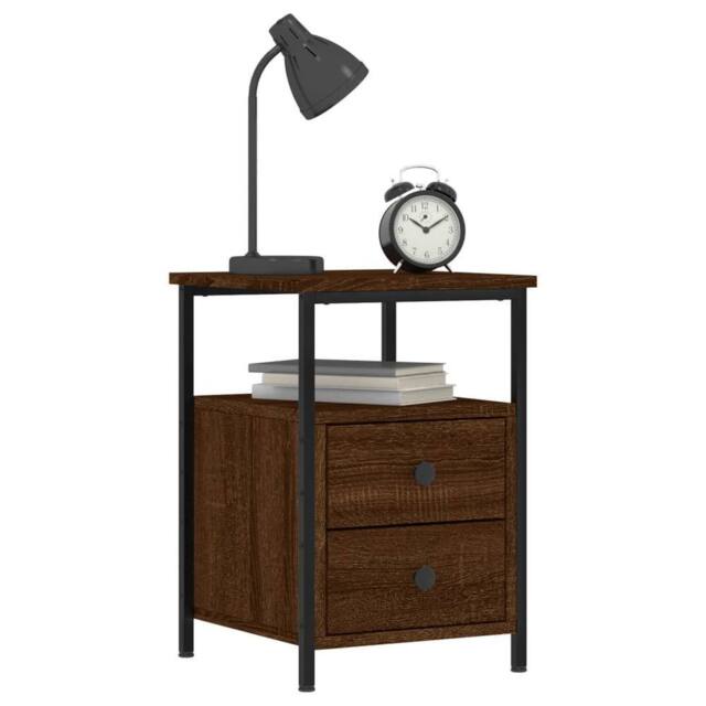 Berkfield Home Durable Bedside Cabinets 2 pcs Brown Oak 34x35.5x50 cm Engineered Wood - image 1