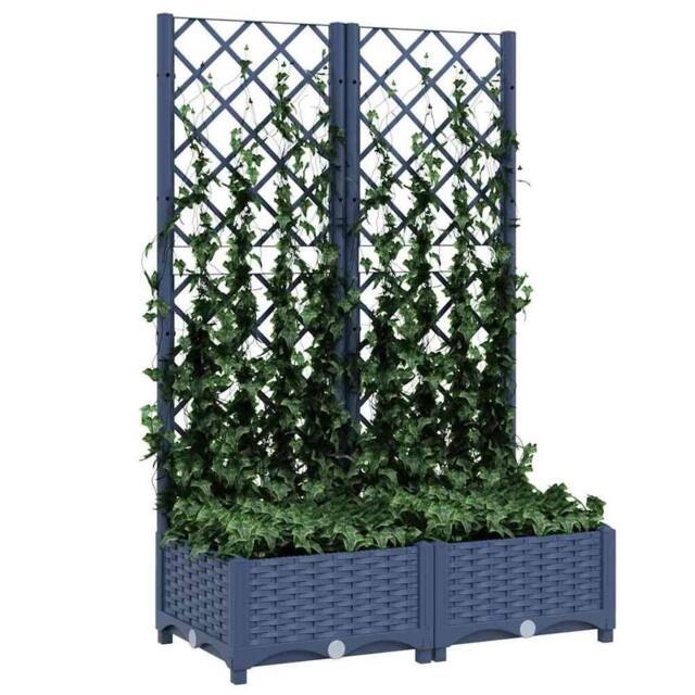 Berkfield Home Garden Planter with Trellis Dark Grey 80x40x121.5 cm PP - image 1