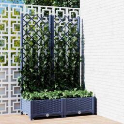 Berkfield Home Garden Planter with Trellis Dark Grey 80x40x121.5 cm PP - thumbnail 2