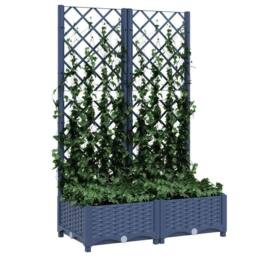 Berkfield Home Garden Planter with Trellis Dark Grey 80x40x121.5 cm PP - thumbnail 1