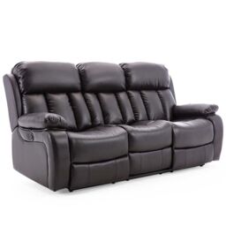 More4Homes Chester 3 Seater Electric High Back Bonded Leather Recliner Sofa in Brown - thumbnail 2