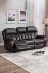 More4Homes Chester 3 Seater Electric High Back Bonded Leather Recliner Sofa in Brown