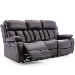 More4Homes Chester 3 Seater Electric High Back Bonded Leather Recliner Sofa in Brown - thumbnail 3