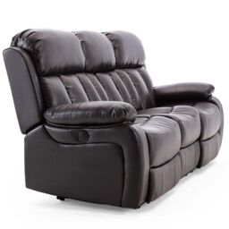More4Homes Chester 3 Seater Electric High Back Bonded Leather Recliner Sofa in Brown - thumbnail 5
