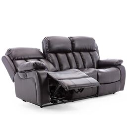 More4Homes Chester 3 Seater Electric High Back Bonded Leather Recliner Sofa in Brown - thumbnail 4