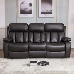 More4Homes Chester 3 Seater Electric High Back Bonded Leather Recliner Sofa in Brown - thumbnail 6
