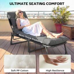 OUTSUNNY Sun Lounger Cushions Only, Sunbed Replacement Pads with 4 Ties in Dark Grey - thumbnail 4
