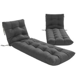 OUTSUNNY Sun Lounger Cushions Only, Sunbed Replacement Pads with 4 Ties in Dark Grey - thumbnail 2