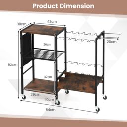 Gymax Fishing Rod Holder Fishing Gear Tackle Cart With Universal Wheels in Black - thumbnail 2