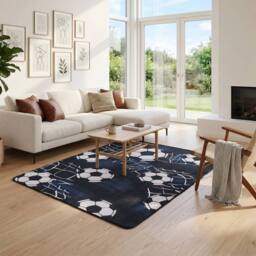 KORVIXA Football Floor Rug Bedroom Living Room in Blue - Size: 100 cm x 110 cm - thumbnail 6