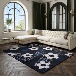 KORVIXA Football Floor Rug Bedroom Living Room in Blue - Size: 100 cm x 110 cm - thumbnail 5