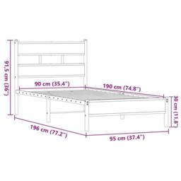 Berkfield Home Bed Frame without Mattress Brown Oak 90x190 cm Single Engineered Wood - thumbnail 9