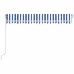 Berkfield Home Manual Retractable Awning 450x350 cm Blue & White - thumbnail 4