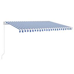 Berkfield Home Manual Retractable Awning 450x350 cm Blue & White - thumbnail 3