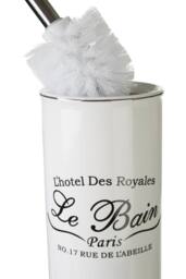 Orsina White Stoneware Toilet Brush & Holder, Bathroom Loo Brush Set With Black Lettering, Sturdy Lavatory Brushes - thumbnail 3