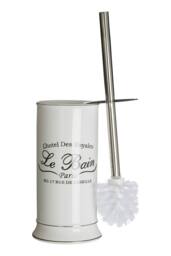 Orsina White Stoneware Toilet Brush & Holder, Bathroom Loo Brush Set With Black Lettering, Sturdy Lavatory Brushes - thumbnail 2