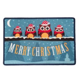 Samuel Alexander 60cm x 40cm Festive Owls Fabric Christmas Doormat in Blue - Size: 60 cm x 40 cm - thumbnail 8