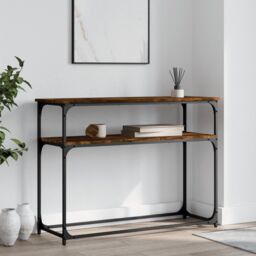 Berkfield Home Console Table Smoked Oak 100x35.5x75 cm Engineered Wood in Brown - thumbnail 1