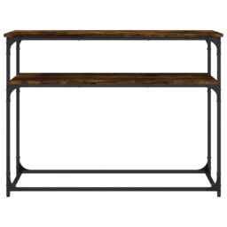 Berkfield Home Console Table Smoked Oak 100x35.5x75 cm Engineered Wood in Brown - thumbnail 4