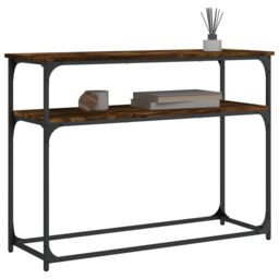 Berkfield Home Console Table Smoked Oak 100x35.5x75 cm Engineered Wood in Brown - thumbnail 3