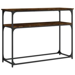 Berkfield Home Console Table Smoked Oak 100x35.5x75 cm Engineered Wood in Brown - thumbnail 2