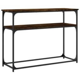 Berkfield Home Console Table Smoked Oak 100x35.5x75 cm Engineered Wood in Brown - thumbnail 6