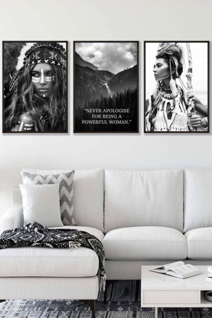 ARTZE Warrior Women Photo Art Quote Framed Wall Art - Large in Black - Size: W53 cm x H73 cm x D20mm - image 1
