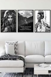 ARTZE Warrior Women Photo Art Quote Framed Wall Art - Large in Black - Size: W53 cm x H73 cm x D20mm - thumbnail 1