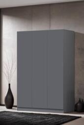 FWStyle Slow Close 3 Door Triple Wardrobe Dark Matt Grey in Dark Grey - thumbnail 1