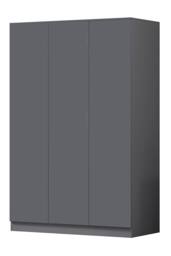 FWStyle Slow Close 3 Door Triple Wardrobe Dark Matt Grey in Dark Grey - thumbnail 3