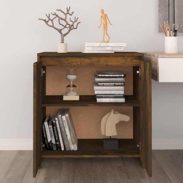 Berkfield Home Sideboard Smoked Oak 70x41x75 cm Engineered Wood in Brown - Size: 70 x 41 x 75 cm - image 1