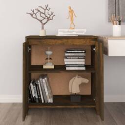 Berkfield Home Sideboard Smoked Oak 70x41x75 cm Engineered Wood in Brown - Size: 70 x 41 x 75 cm - thumbnail 1