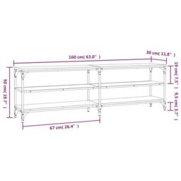 Berkfield Home TV Cabinet Grey Sonoma 160x30x50 cm Engineered Wood - Size: 160 x 30 x 50 cm - thumbnail 9