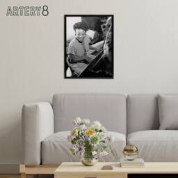 "Artery8 Jazz Pianist Mary Lou Williams Framed Canvas Wall Art Print in Grey - Size: W12"" x H16""" - thumbnail 3