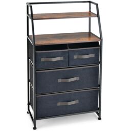 Costway Chest of Drawers Free Standing Floor Storage Dresser Large Bedroom Cabinet in Brown - thumbnail 1