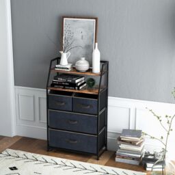 Costway Chest of Drawers Free Standing Floor Storage Dresser Large Bedroom Cabinet in Brown - thumbnail 4