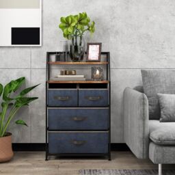 Costway Chest of Drawers Free Standing Floor Storage Dresser Large Bedroom Cabinet in Brown - thumbnail 5