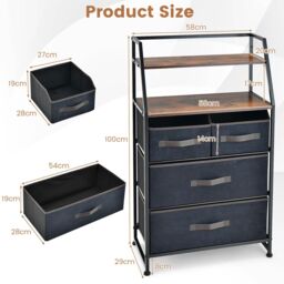 Costway Chest of Drawers Free Standing Floor Storage Dresser Large Bedroom Cabinet in Brown - thumbnail 2
