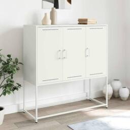 Berkfield Home Highboard White 100.5x39x107 cm Steel - thumbnail 2