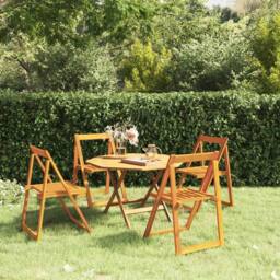 Berkfield Home Folding Garden Chairs 4 pcs Solid Wood Acacia in Brown
