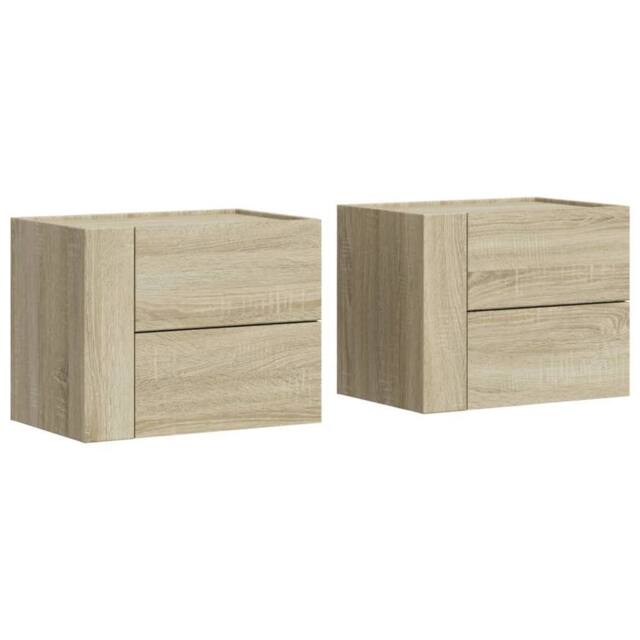 Berkfield Home Wall-mounted Bedside Cabinets 2 pcs Sonoma Oak 45x30x35 cm in Light Oak - Size: 45 x 30 x 35 cm - image 1