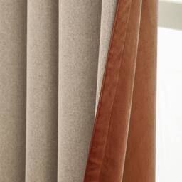 Furn Verso Suede-Look 100% Blackout Eyelet Curtain Pair in Orange - Size: 117 cm width x 183 cm drop - thumbnail 5