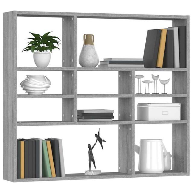 Berkfield Home Wall Shelf Grey Sonoma 90x16x78 cm Engineered Wood - Size: 90 x 16 x 78 cm - image 1