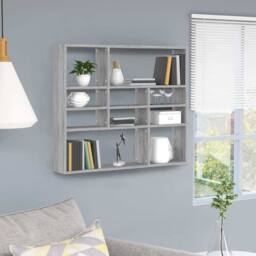 Berkfield Home Wall Shelf Grey Sonoma 90x16x78 cm Engineered Wood - Size: 90 x 16 x 78 cm - thumbnail 2