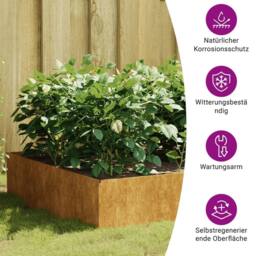 Berkfield Home Garden Raised Bed 100x100x41 cm Corten Steel in Brown - Size: 100 x 100 x 41 cm - thumbnail 8